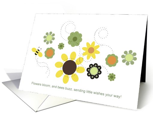 Thinking of you, Wishes your way! Flowers & Bees card (798380)