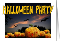Halloween Party, Jack-O-Lanterns at sunset card