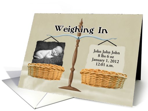 Birth Announcement - Baskets & Antique Scale, Photo card (870486)