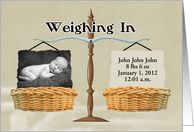Birth Announcement - Baskets & Antique Scale, Photo Card