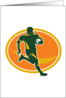 Rugby Player Running Ball Silhouette card