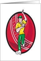 Cricket Fast Bowler Bowling Ball Front Cartoon card