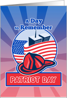 Patriot Day card featuring Firefighter Fireman Helmet American Flag WTC card