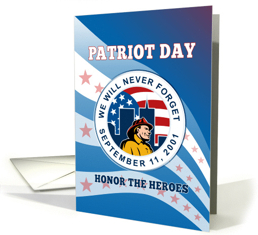 Patriot day Remember 911 card American Fireman Firefighter card