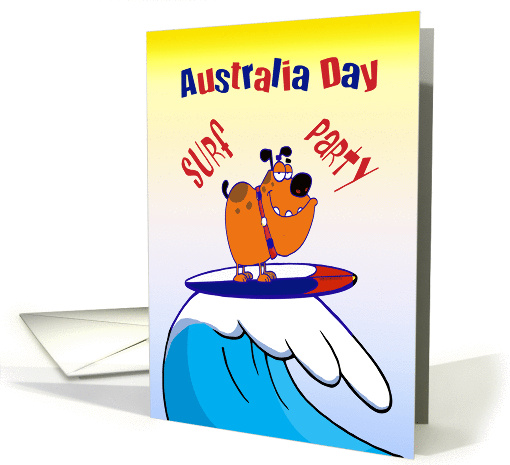 Australia Day surf party invitation, cute dog surfing,... (1070345)