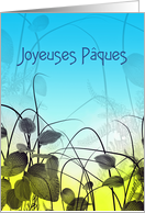 Joyeuses Pques French Easter greeting, blue, lemon florals, card