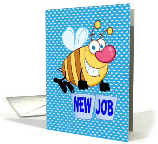 New Job bee humor, Bee carrying buckets, card (959543)