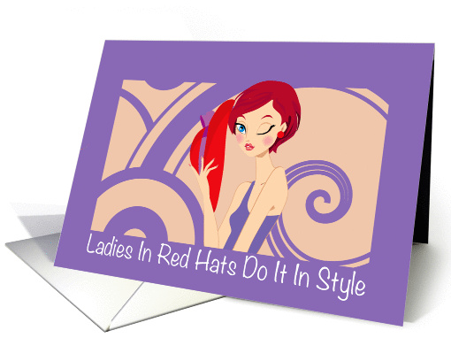 Red hat style birthday greeting, Ladies in red hats do it... (965609)
