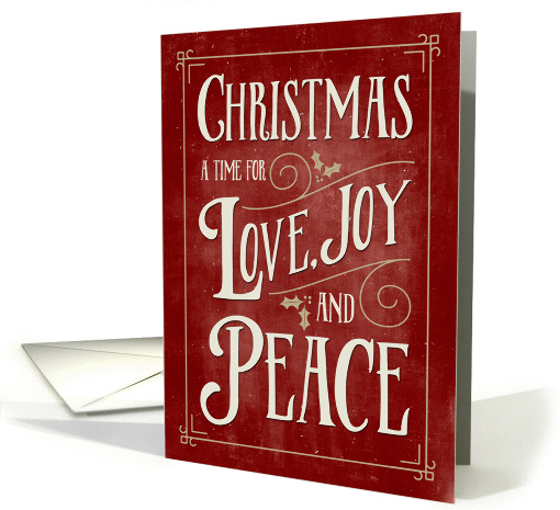 Christmas Card - Love Joy Peace - Red Gold card (1333220)
