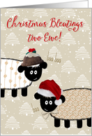 Funny Christmas Card - Two Sheep Wearing Hats card