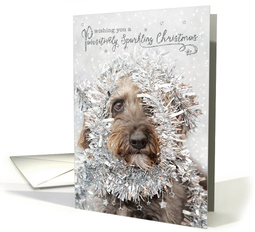 Humorous Christmas Card - Dog Wearing Tinsel card (1343148)