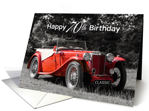 70th Birthday Card - Red Classic Car card (1355828)