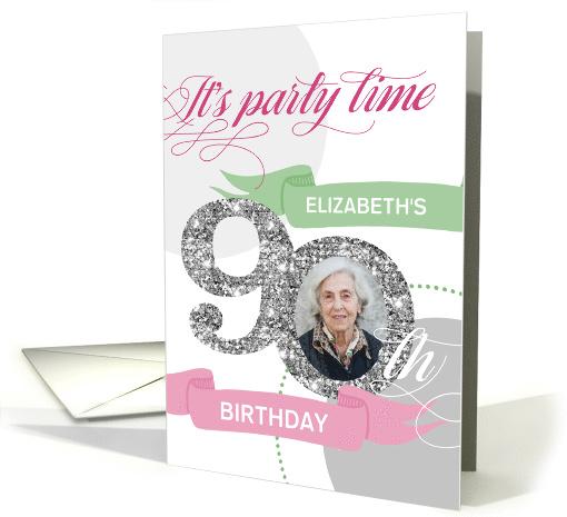 90th Birthday Party Invitation - Add Your Own Photo and Text card