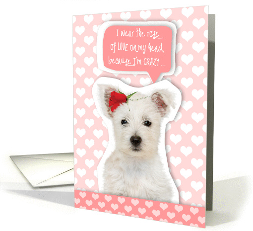 Valentine's Card - Cute Westie Puppy and Rose card (1359192)
