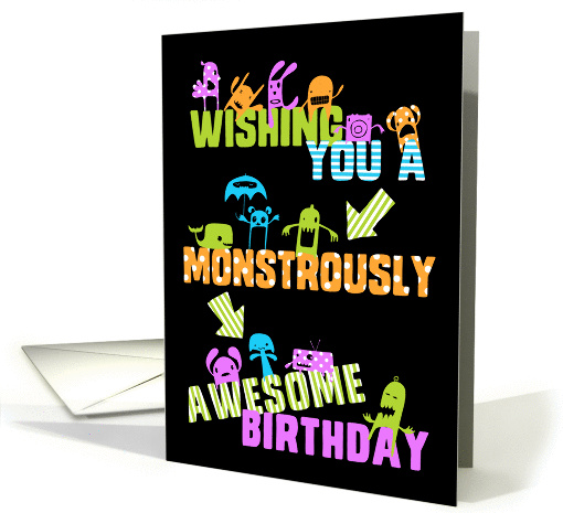 Fun Birthday Card - Colorful Little Monsters card (1361198)