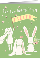 Easter Card - Cute Rabbits and Flowers card