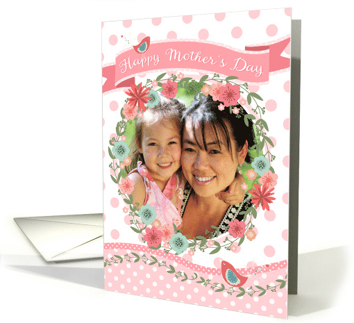 Mother's Day Photo Card - Add Own Photo - Peach Flowers... (1370710)