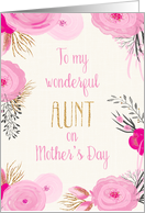 Mother’s Day Card for Aunt - Pretty Pink Flowers and Gold Sparkle card