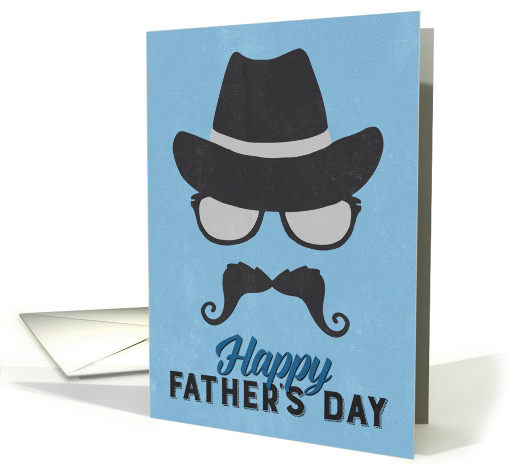 Hipster Father's Day Card - Hat Glasses Mustache - Blue card (1375874)