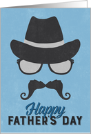 Hipster Father’s Day Card - Hat Glasses Mustache - Blue card