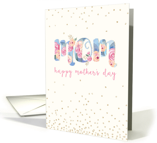 Mother's Day Card - Mom Text in Pretty Floral Pattern card (1375984)