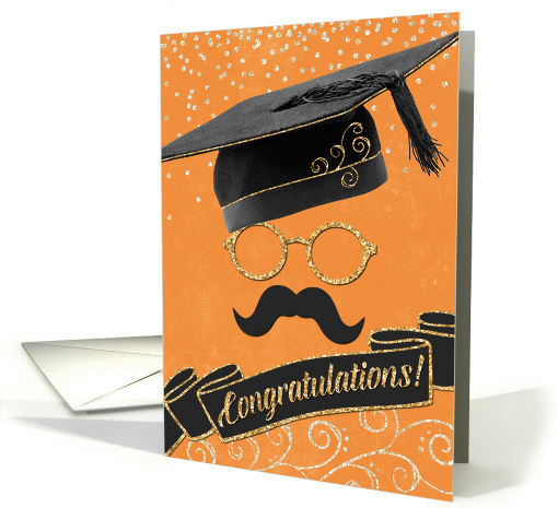 Hipster Style Graduation Congratulations with Gray Mustache card