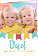 Father’s Day Card - Add Own Text and Photo - Colorful Bunting card