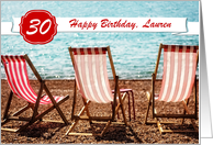 Customizable Birthday Card - Add Age and Text - Sun Sea and Deckchairs card