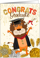 Fun Graduation Congratulations Card - Lion Cartoon Roaring Success card