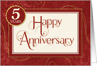 Employee Anniversary 5 Years - Text Swirls Damask and Sparkle card