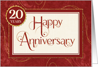 Employee Anniversary 20 Years - Text Swirls Damask and Sparkle card