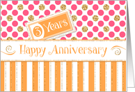 Employee Anniversary 3 Years - Orange Stripes Pink Dots Gold Sparkle card