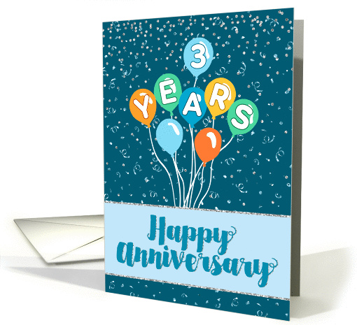 Employee Anniversary 3 Years - Balloons and Confetti card (1398244)