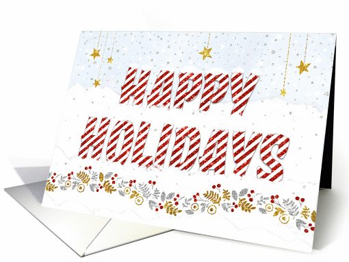 Christmas Card - Happy Holidays Text in the Snow card (1399176)