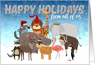 Fun Christmas Card From All of Us - Happy Holidays Cartoon Animals card