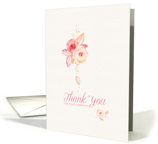 Thank You for Your Sympathy - Watercolor Flowers and Lace Effect card