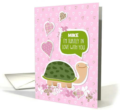 Funny Valentine's Day Card - Add Name - Cute Turtle Cartoon card