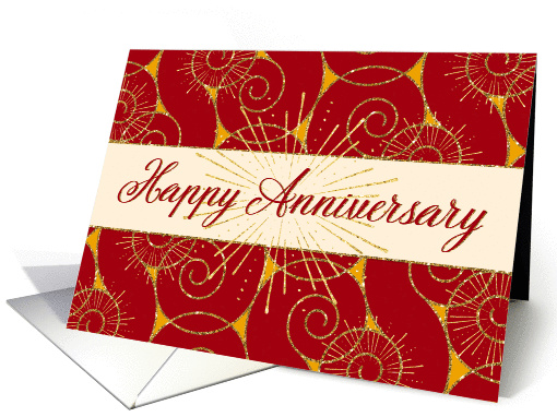 Employee Anniversary - Red Swirls card (1420692)