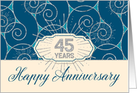 Employee Anniversary 45 Years - Blue Swirls card