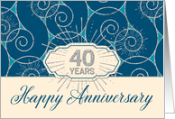 Employee Anniversary 40 Years - Blue Swirls card