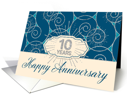 Employee Anniversary 10 Years - Blue Swirls card (1422010)