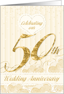 50th Wedding Anniversary Party Invitation - Golden card