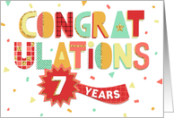 Employee Anniversary 7 Years - Colorful Congratulations card