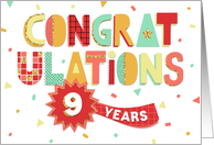 Employee Anniversary 9 Years - Colorful Congratulations card