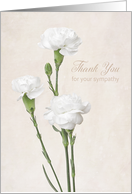 Thank You for Your Sympathy - White Carnations card
