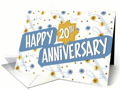Employee Anniversary 20 Years - Pattern in Blue and White card