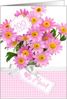 Mum 100th Birthday - Pink Flowers card