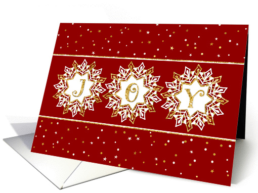 Christmas Card - JOY and Snowflakes Red Gold card (1457836)