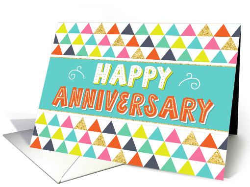 Employee Anniversary - Happy Anniversary and Colorful Pattern card