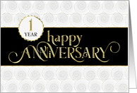 Employee Anniversary 1 Year - Prestigious - Black White Gold card